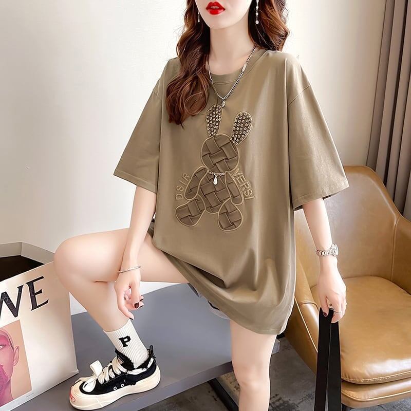 好感度満載 切り替え 美感いっぱい プリント Tシャツ カットソー＜S-3525＞