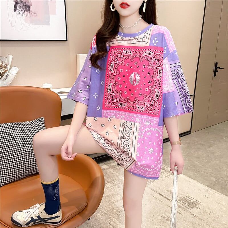 超人気商品 半袖 ラウンドネック 切り替え Tシャツ ワンピース ＜S-8637＞