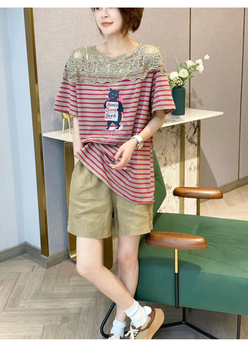キュート 絶対流行 売れ筋 早い者勝ち カジュアル 2色選択 Tシャツ<S-11222>
