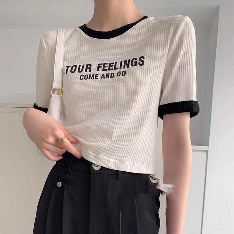 ゆったり感アップ アルファベット ファッション Tシャツ カットソー＜S-3077＞