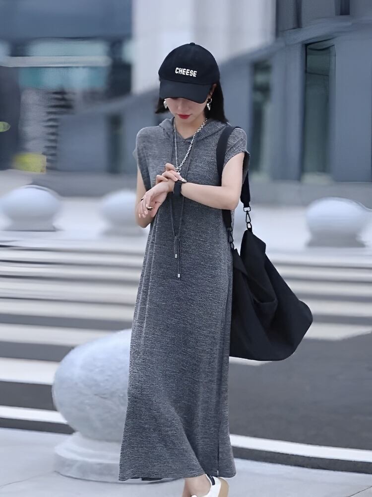 超人気 知的 カジュアル ルーズ ワンピース<S-6627>