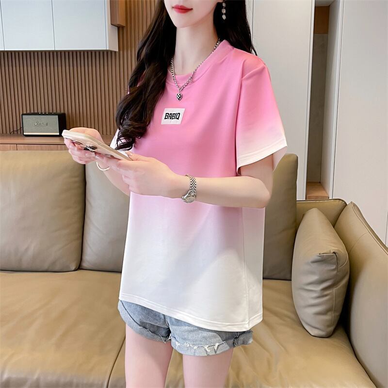 新商品 カジュアル グラデーション プリント 全3色 半袖Tシャツ<S-9214>