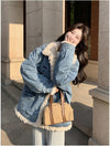 ファッション感満々 デニム デザイン性抜群 プラスベルベット ティングジャケット <S-10572>