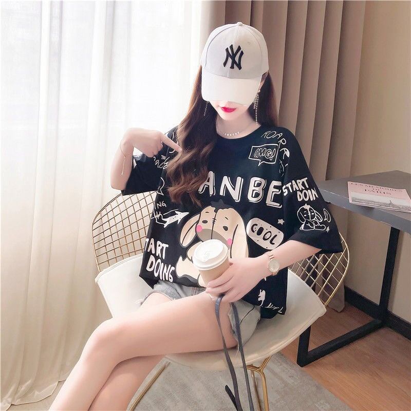 早い者勝ち キュート ファッション ルーズ プリント半袖Tシャツ 全3色<S-4894>
