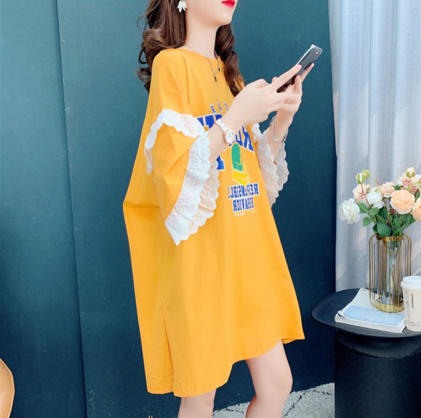 話題沸騰中 ビッグロゴ プリント ゆったり 半袖Tシャツ 全3色＜S-8252＞