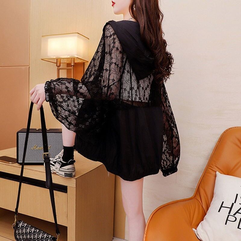 超人気 UVカット 透け感 UV対策 長袖レース刺繍シャツ ＜S-4957＞