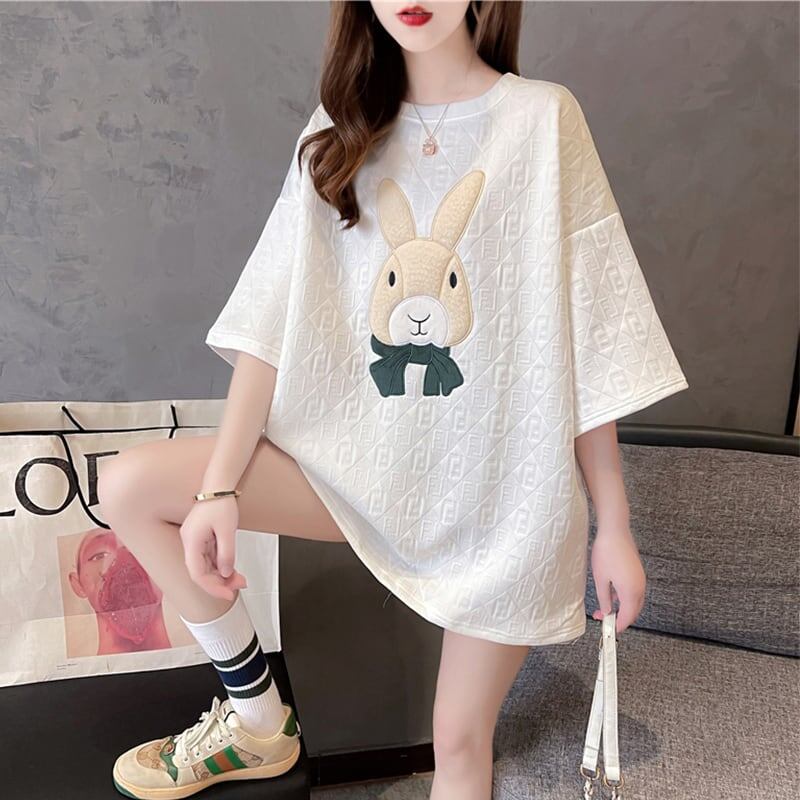 話題沸騰中 カジュアル キュート 刺繍 半袖Tシャツ<S-8753>
