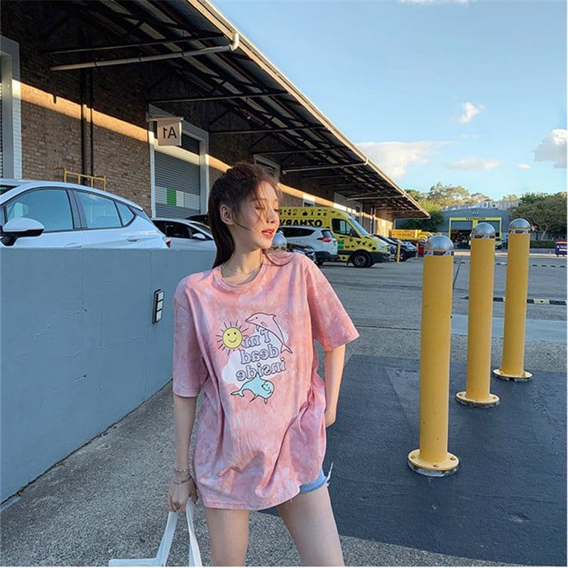 絶対欲しい キュート 話題沸騰中 絞り染め プリント 全2色 半袖Tシャツ<S-8759>