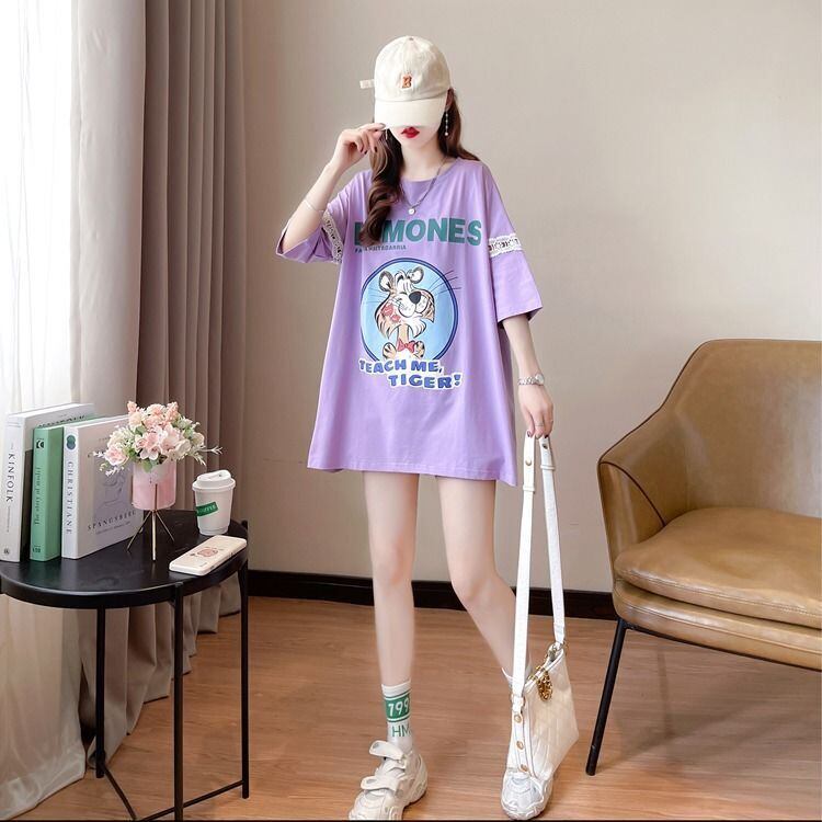 新商品 プリント ファッション ゆったり 全4色 半袖 Tシャツ＜S-11493＞