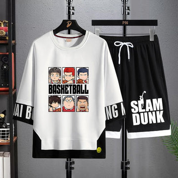男女兼用 プリント Tシャツ & ショーツ セットアップ S-13269