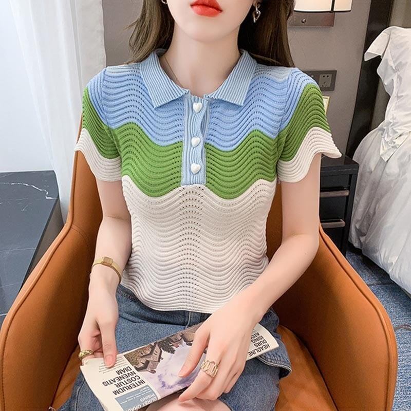 デザイン感 切り替え チャーミング プリント Tシャツ カットソー＜S-3566＞
