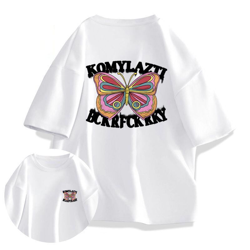 大好評 カジュアル 絶対流行 ルーズ プリント全6色 半袖Tシャツ<S-8914>