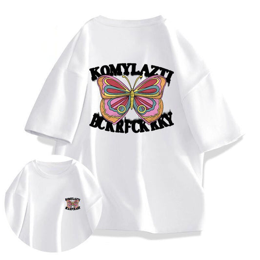 大好評 カジュアル 絶対流行 ルーズ プリント全6色 半袖Tシャツ<S-8914>