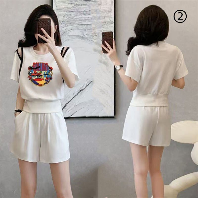 大人可愛い カジュアル 夏に嬉しい機能付き 半袖Ｔシャツⅹパンツセット全4色<S-11194>