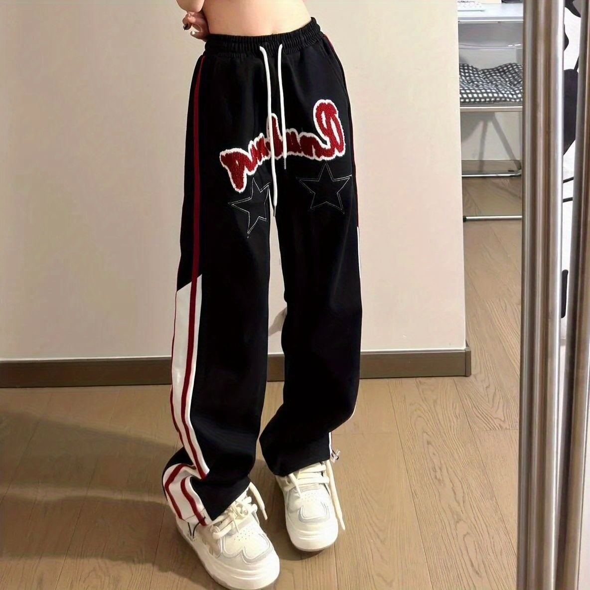 絶対欲しい ストライプ アバンギャルド 柄 切り替え 男女兼用 パンツ ＜S-4991＞