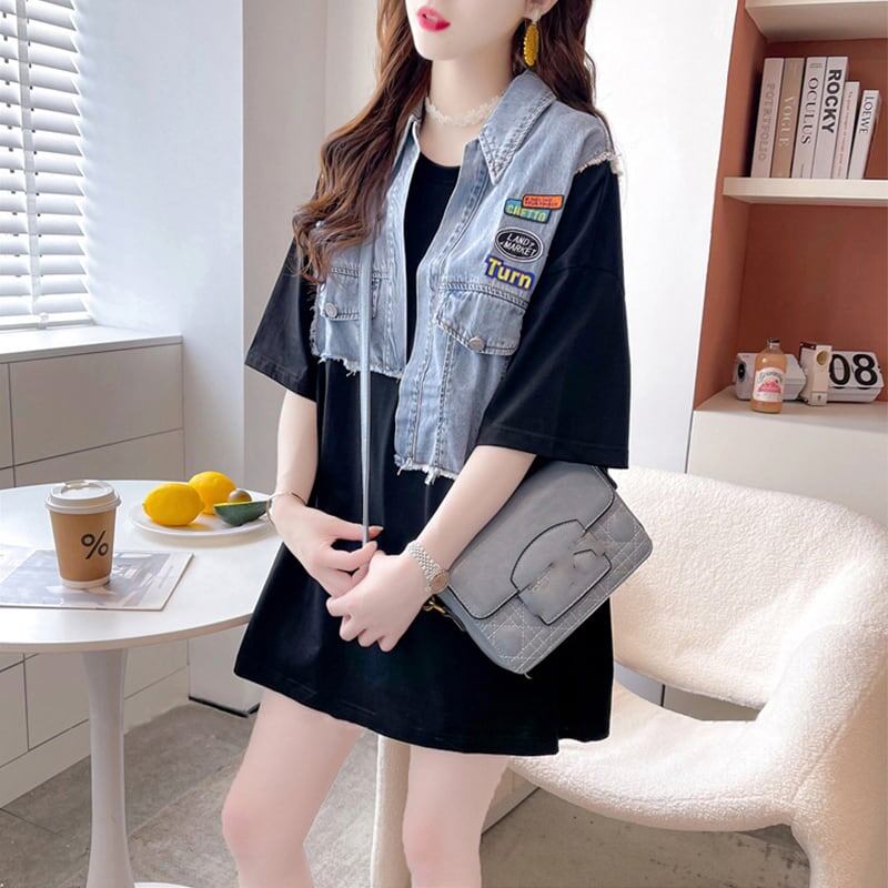 着心地抜群 切り替え 気質溢れる Tシャツ カットソー トップス＜S-3057＞