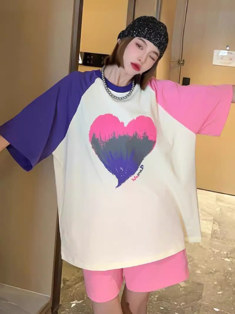 絶対欲しい プリント ロゴ カラーマッチング ゆったり 3色半袖Tシャツ＜S-8383＞