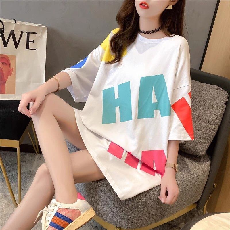 新商品 カジュアル 話題沸騰中 ルーズ プリント 全3色 半袖Tシャツ<S-8721>