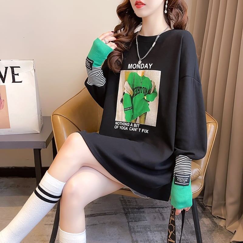 女性力を高める ラウンドネック 着心地抜群 プリント Tシャツ カットソー＜S-2865＞
