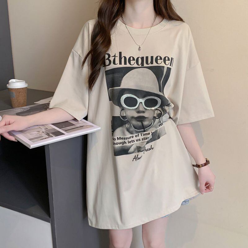 話題沸騰中 レース アバンギャルド 切り替え ホットダイヤモンド 3色選択 半袖Tシャツ＜S-8547＞