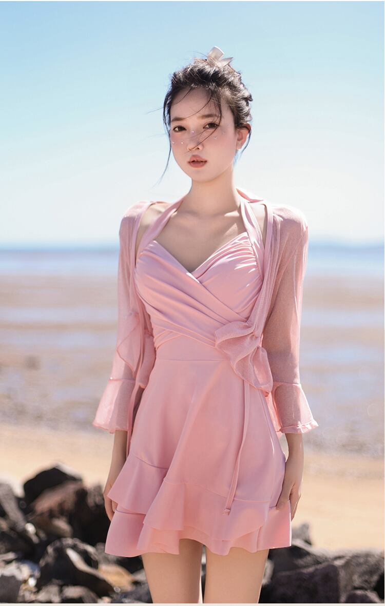 好感度UP 全4色 カジュアル 半袖 Tシャツ 水着 ワンピース ＜S-11816＞