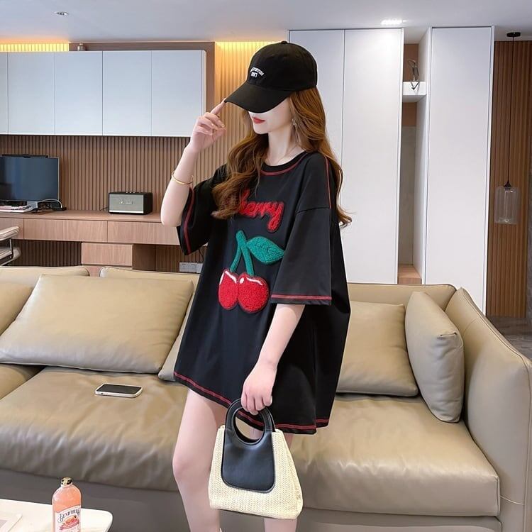 おすすめ新作 Tシャツ チェリー刺 ゆったり半袖＜S-2971＞