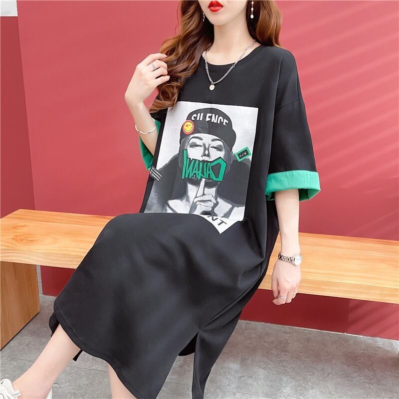 【半額！期間限定！！】今季マストバイ プリント カジュアル Tシャツ カットソー ワンピース＜S-8533＞
