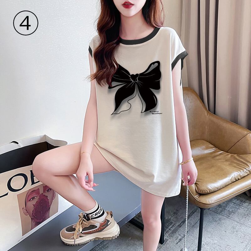 超人気 プリント全4色 軽い生地が夏にぴったり！ ノースリーブ Tシャツ カットソー＜S-9075＞