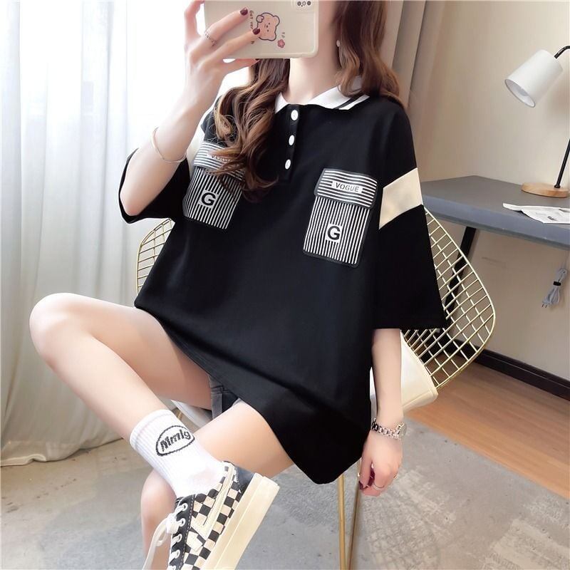 絶対流行 2色選択可 カジュアル 切り替え 半袖 Tシャツ カットソー＜S-8292＞