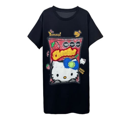 新作 プリント シンプル Tシャツ ワンピース <S-13174>