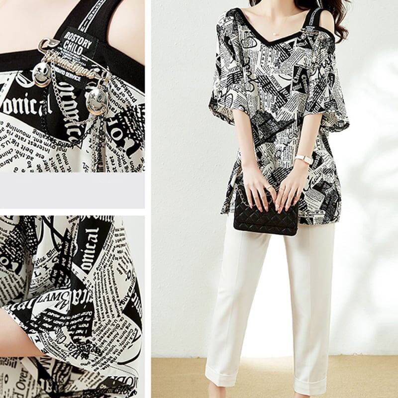 カジュアル ベアトップ お洒落 プリント Tシャツ カットソー＜S-3143＞