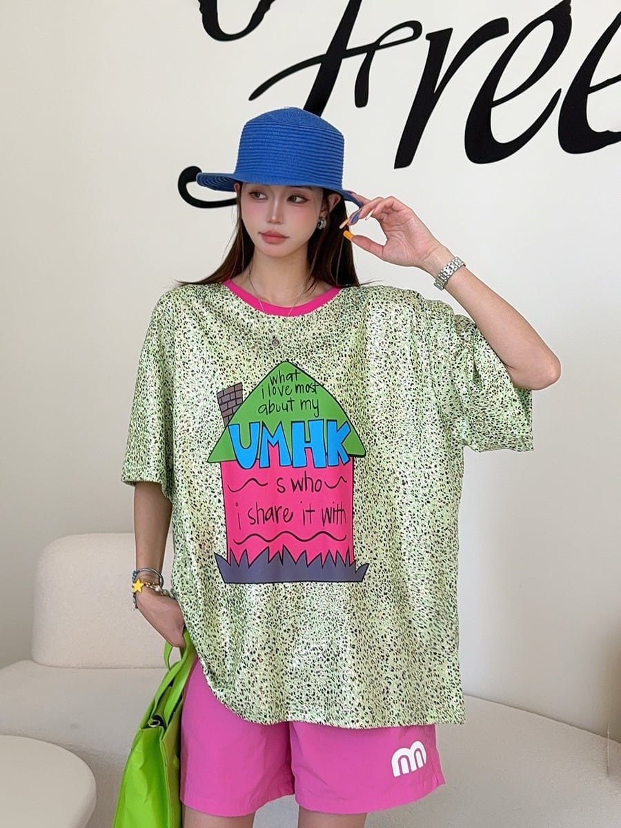 個性派 売れ筋 おすすめ 絶対流行 早い者勝ち カジュアル 2色選択 Tシャツ<S-11373>