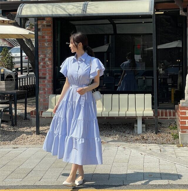 デニム 合わせやすい 大人可愛い スウィート エレガント  ワンピース<isf-11962>