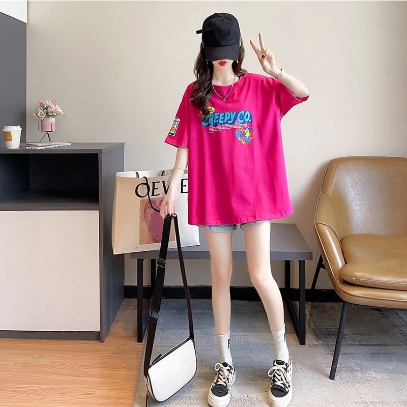 デザイン感 切り替え チャーミング プリント Tシャツ カットソー＜S-3409＞