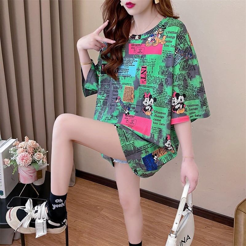 タイドクールデザインセンス半袖フルプリントTシャツ<S-2907>