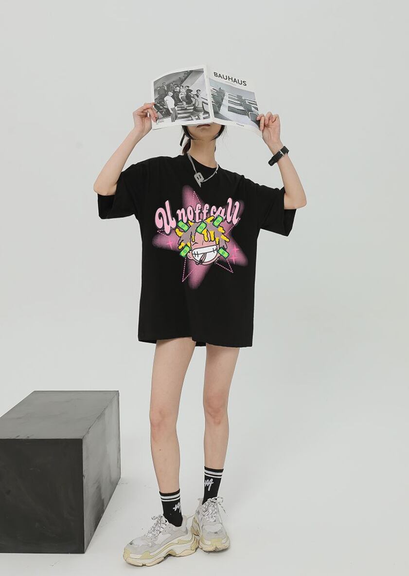 プリント ゆったり 半袖 Tシャツ <S-13132>