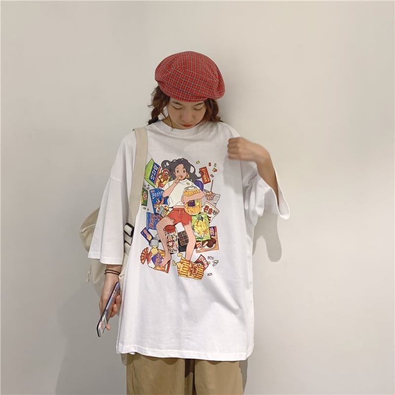 ルーズ 切り替え オシャレ度満点 プリント Tシャツ カットソー＜S-3459＞