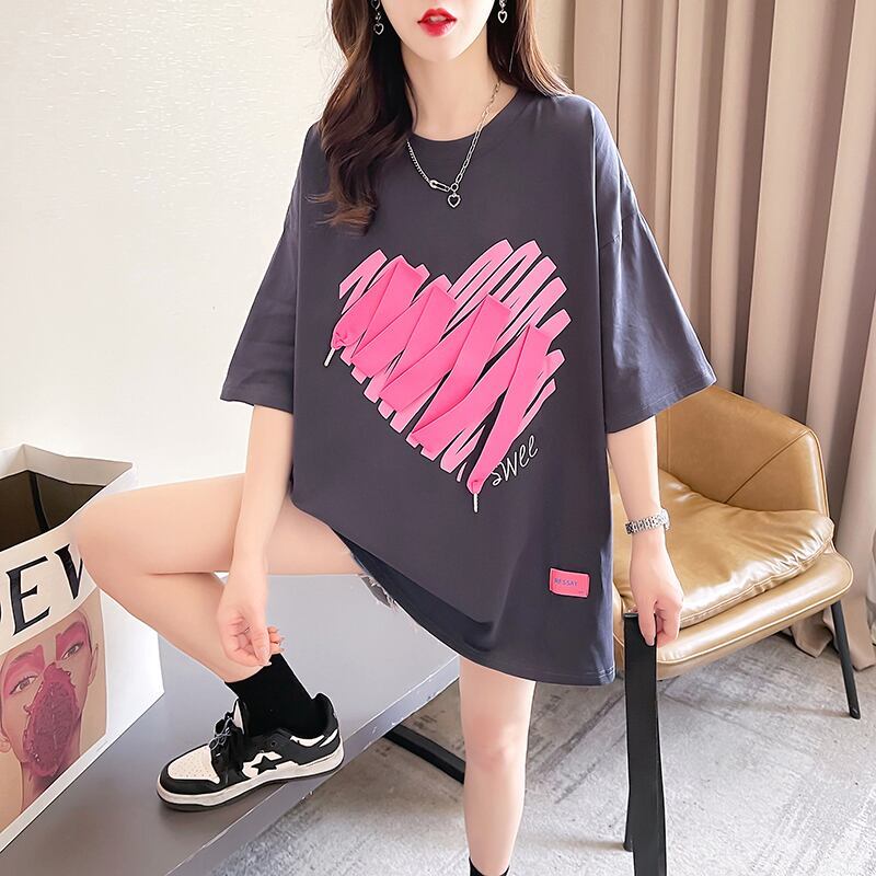 柔らかくて優しい印象 ゆったり ファッション感満々 ロング丈 3色半袖Tシャツ＜S-9206＞
