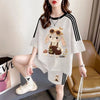 柔らか素材 レトロ プリント T シャツ + ショートパンツ セットアップ <S-13166>