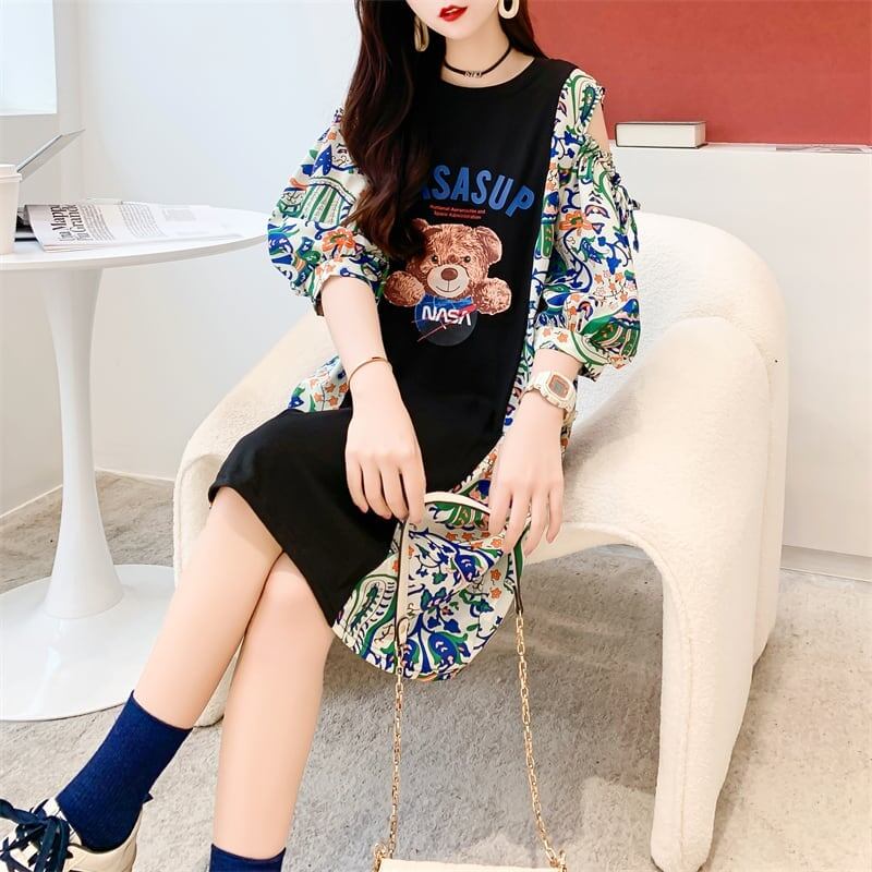 フライドストリート半袖トレンディな韓国風ラウンドネックTシャツ<S-2868>