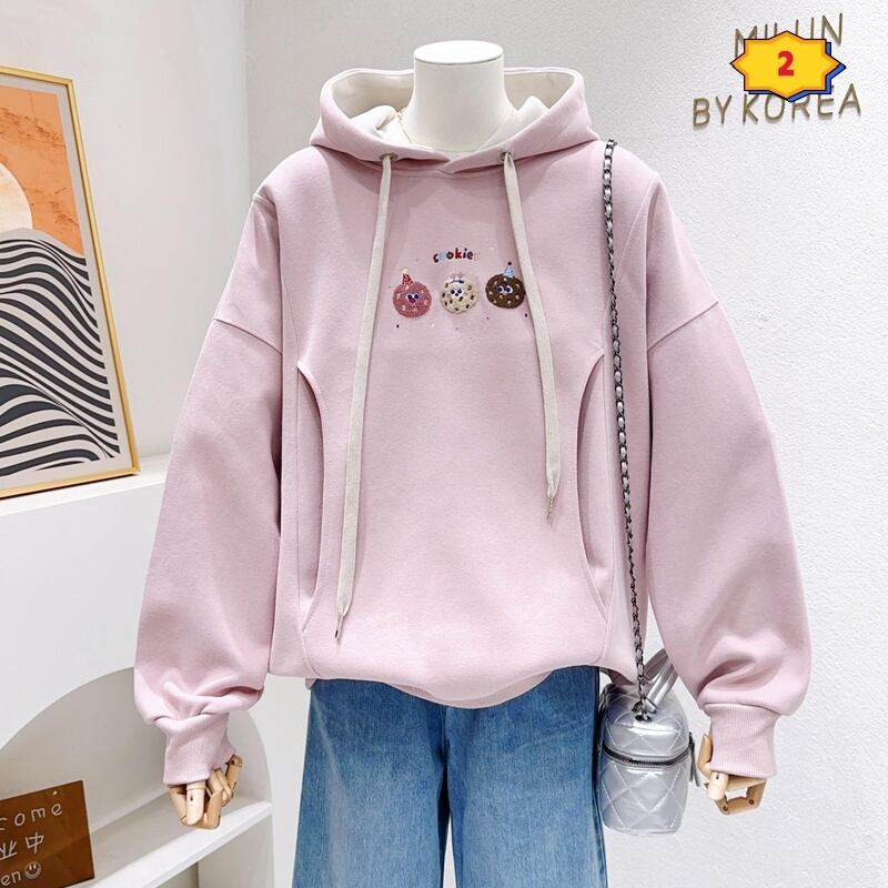 定番シンプルゆったりフード付きパーカ全3色トップス<S-4742>