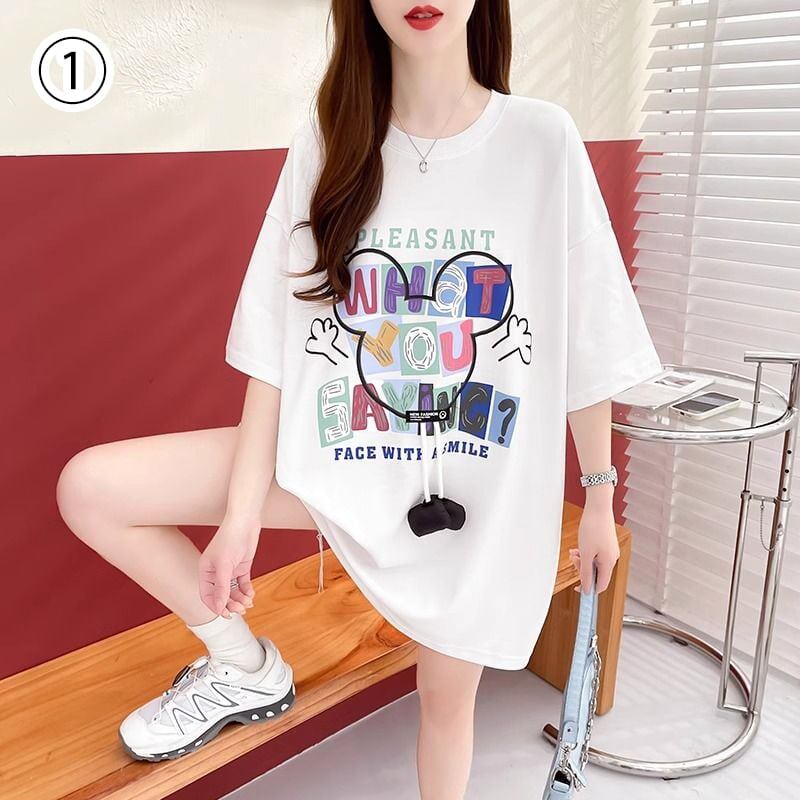 売り切れ必至 ルーズ カジュアル プリント 6種選択可 半袖Tシャツ<S-8873>