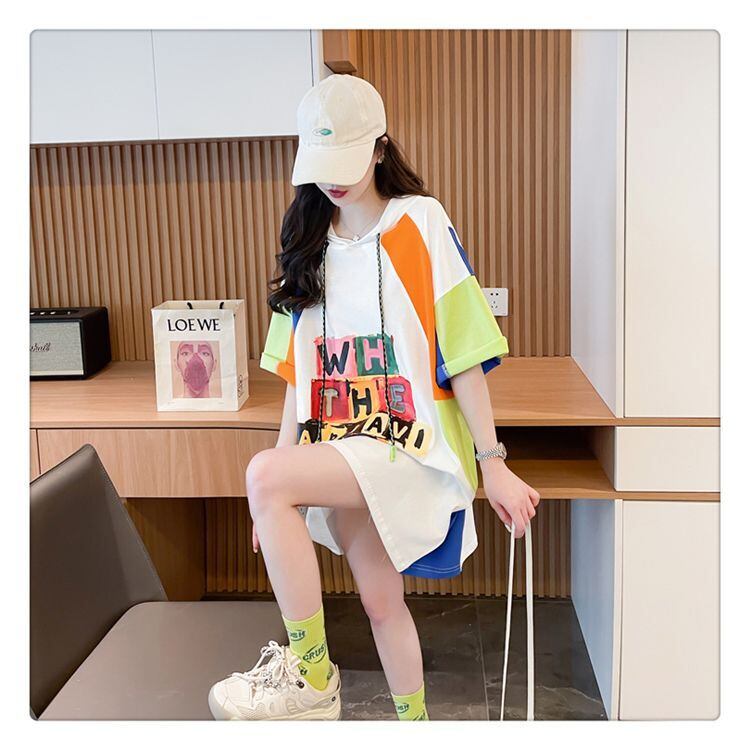 売り切れ必至 切り替え カジュアル カラーマッチング プリント全2色 半袖Tシャツ<S-8723>
