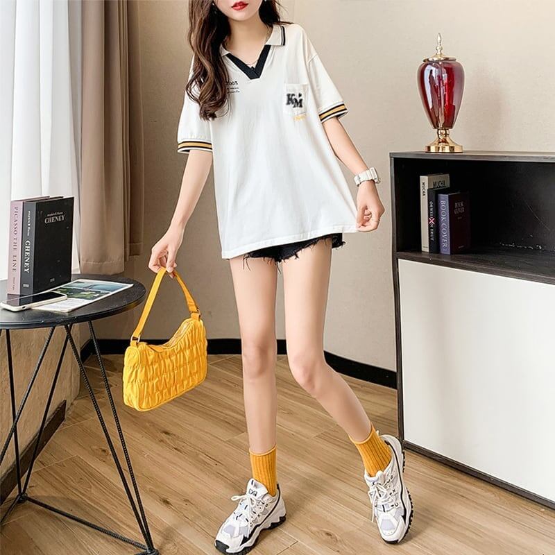 オシャレ度満点 切り替え カジュアル プリント Tシャツ カットソー＜S-3593＞
