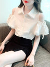 大好評  ファッション 長袖Tシャツ<S-5108> エレガント シフォン フレアスリーブ 半袖シャツ<S-8188>