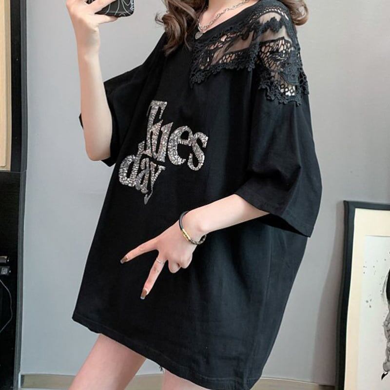 ゆったり感アップ プリント ファッション Tシャツ カットソー＜S-3306＞