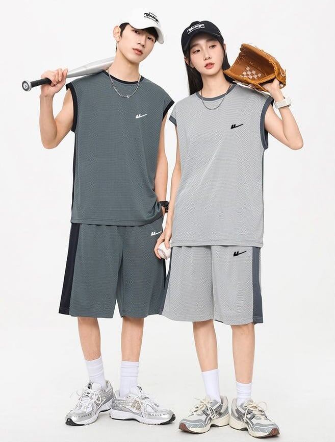 売り切れ必至 ファッション 超人気 男女兼用 ノースリーブＴシャツⅹパンツセット全5色<S-8754>