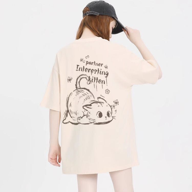 おすすめ 感満々 柔らかくて優しい印象 タイルアップ プリント 4色選択 半袖Tシャツ＜S-9317＞
