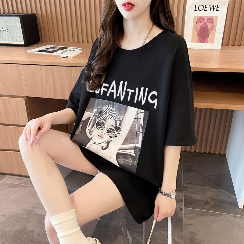 質感のいい 半袖 ラウンドネック Tシャツ ワンピース ＜S-8638＞