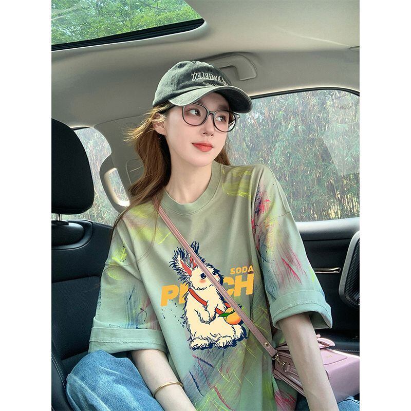 絶対流行 特別デザイン アバンギャルド プリント 半袖Tシャツ＜S-8598＞